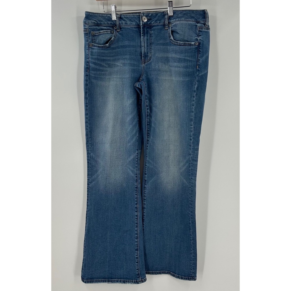 American Eagle‎ Kick Boot Jeans Medium Wash Stretch Mid Rise Denim Blue Pants